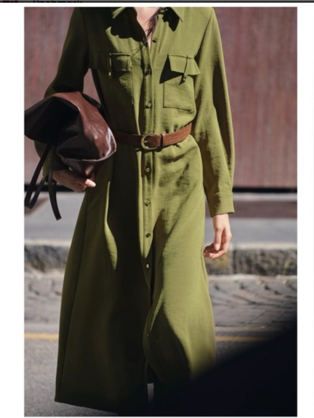 Zara Olive Green Midi Shirt Dress